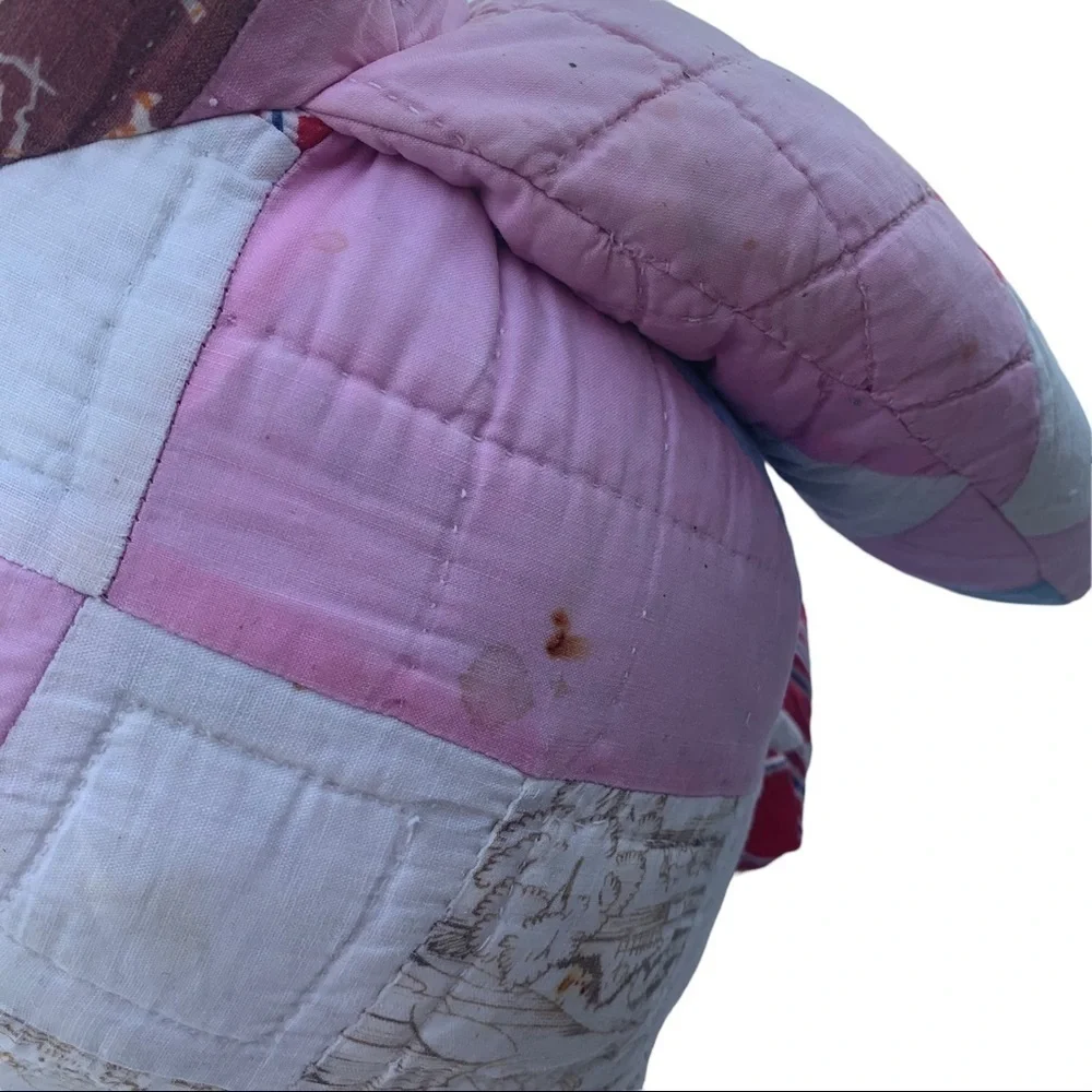 Vintage Handmade Quilt Patchwork Stuffed Bear
